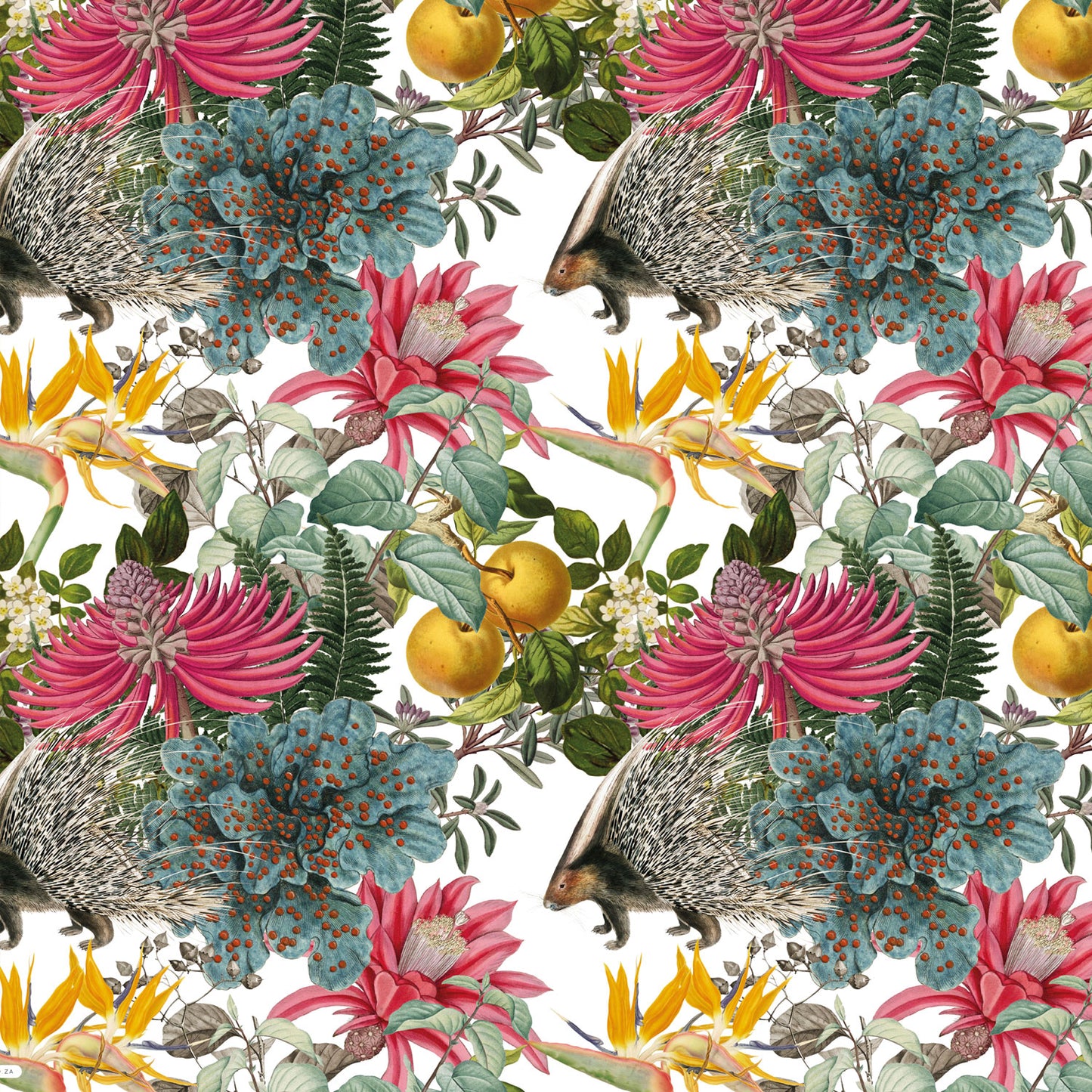 FABRIC BY THE METRE ~ Porcupine Paradise in White