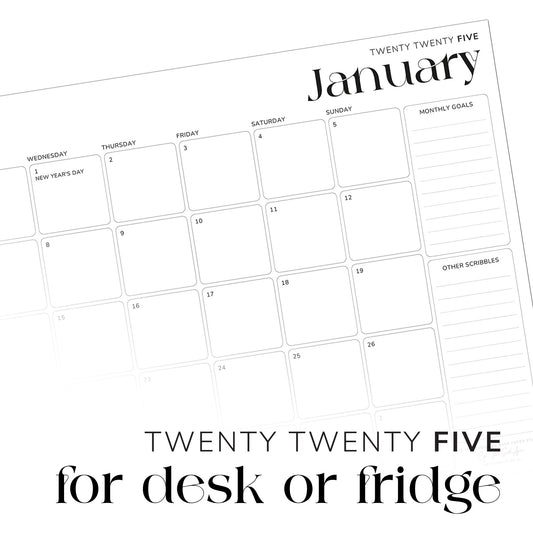 2025 Desk / Fridge Calendar