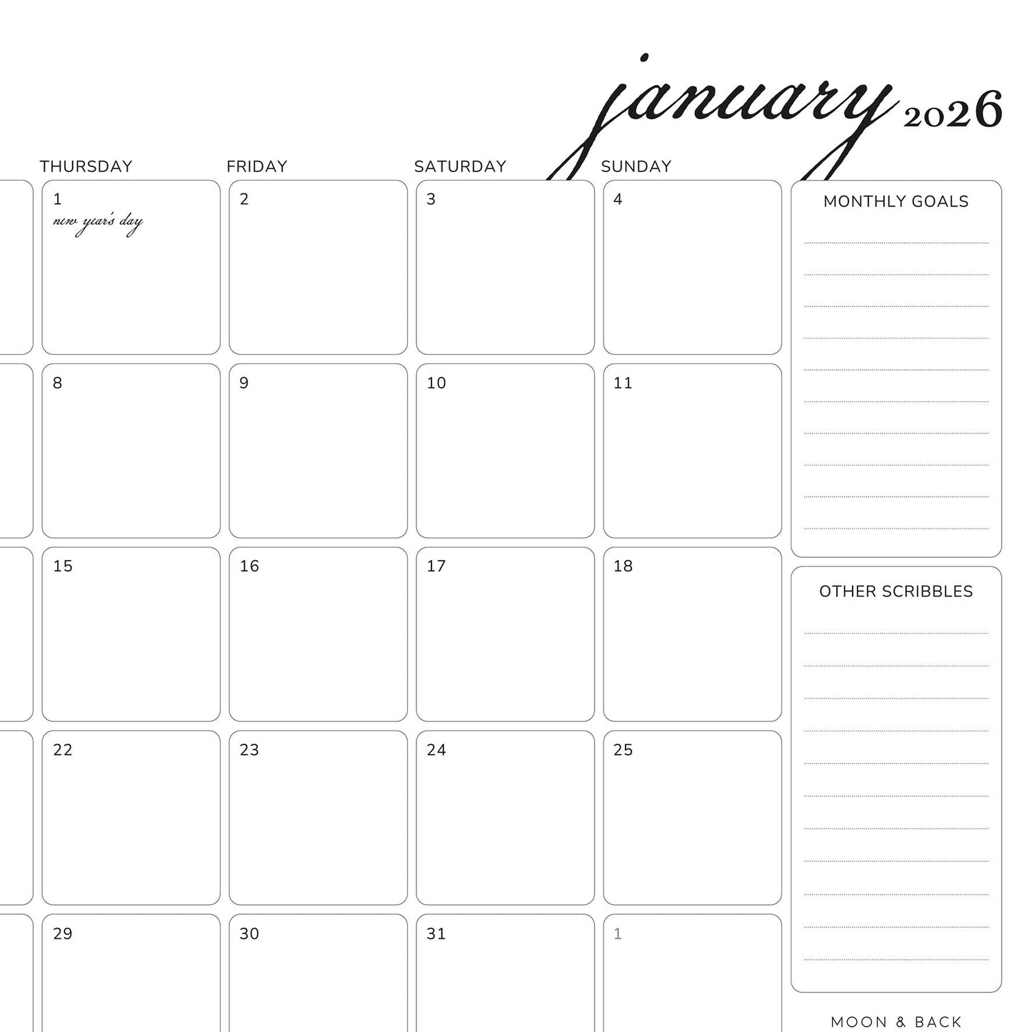 2026 Desk / Fridge Calendar
