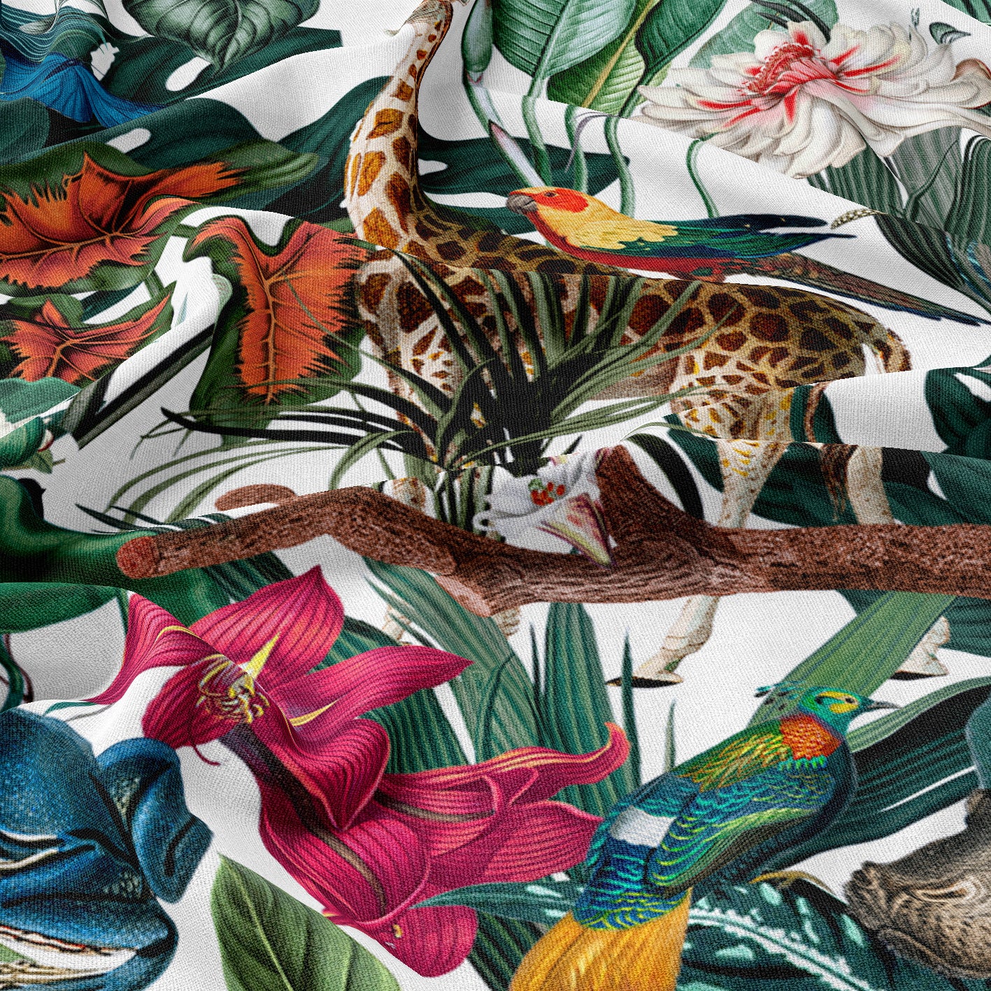 FABRIC BY THE METRE ~ Jungle Wild White