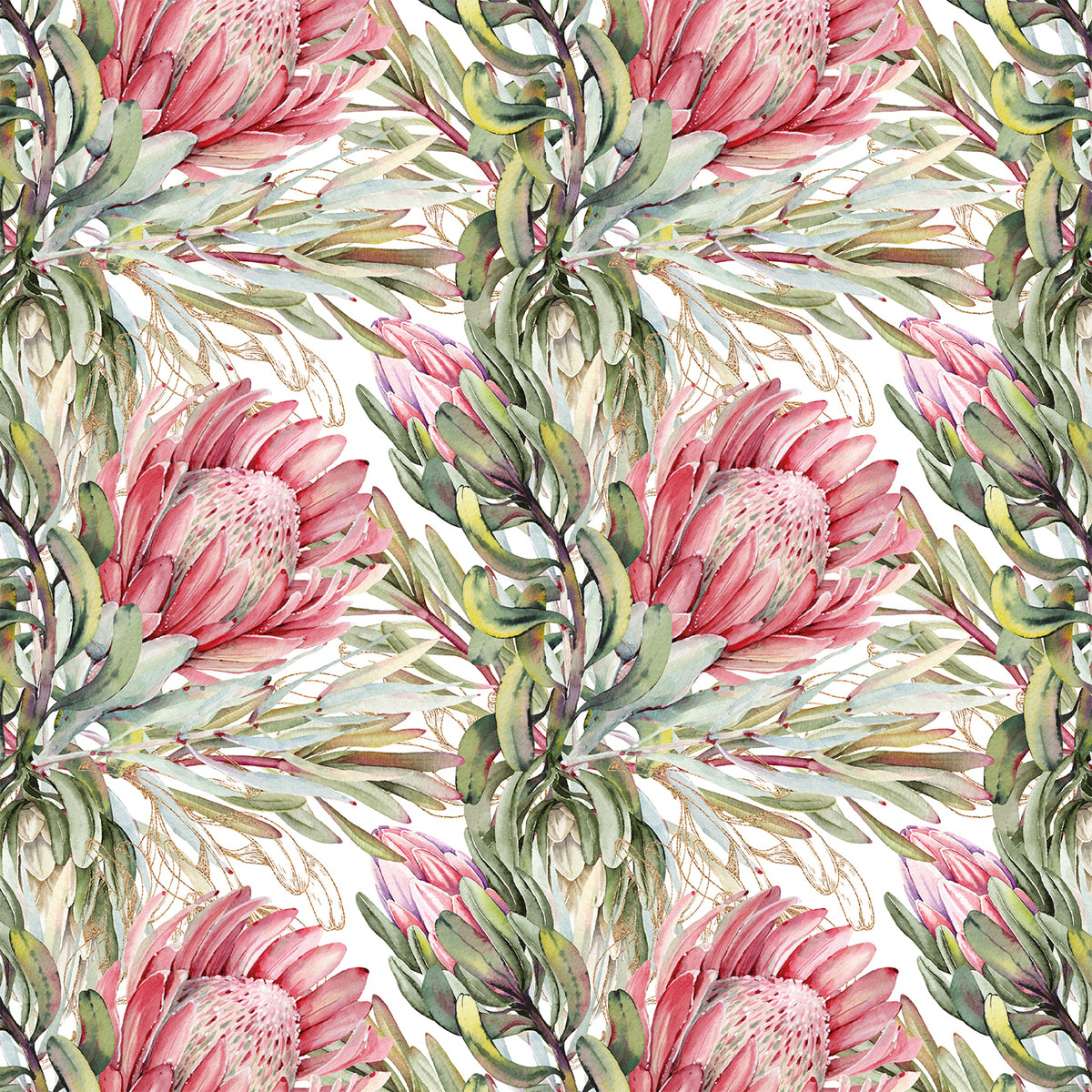 FABRIC BY THE METRE ~ Protea White – To the Moon & Back Paper Studio