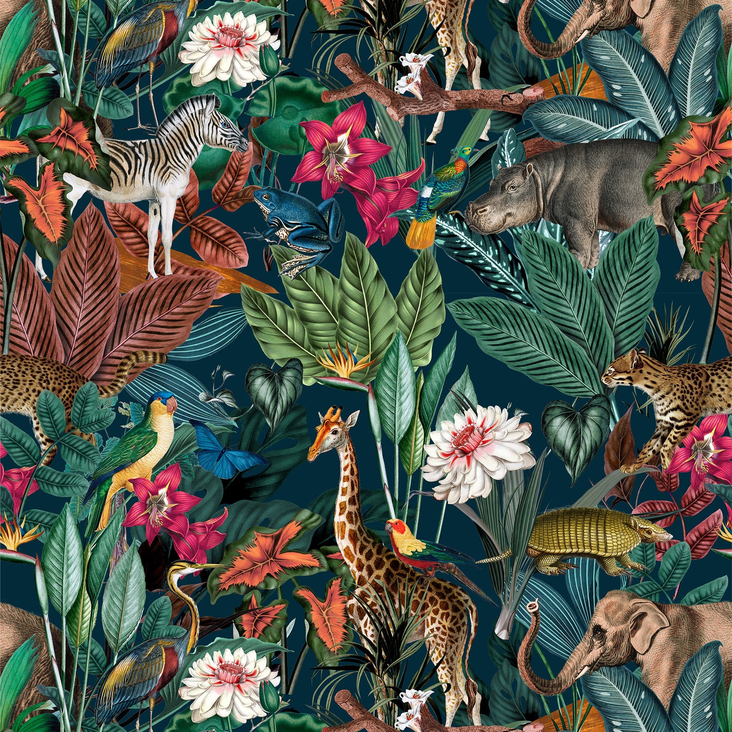 FABRIC BY THE METRE ~ Jungle Wild Inky