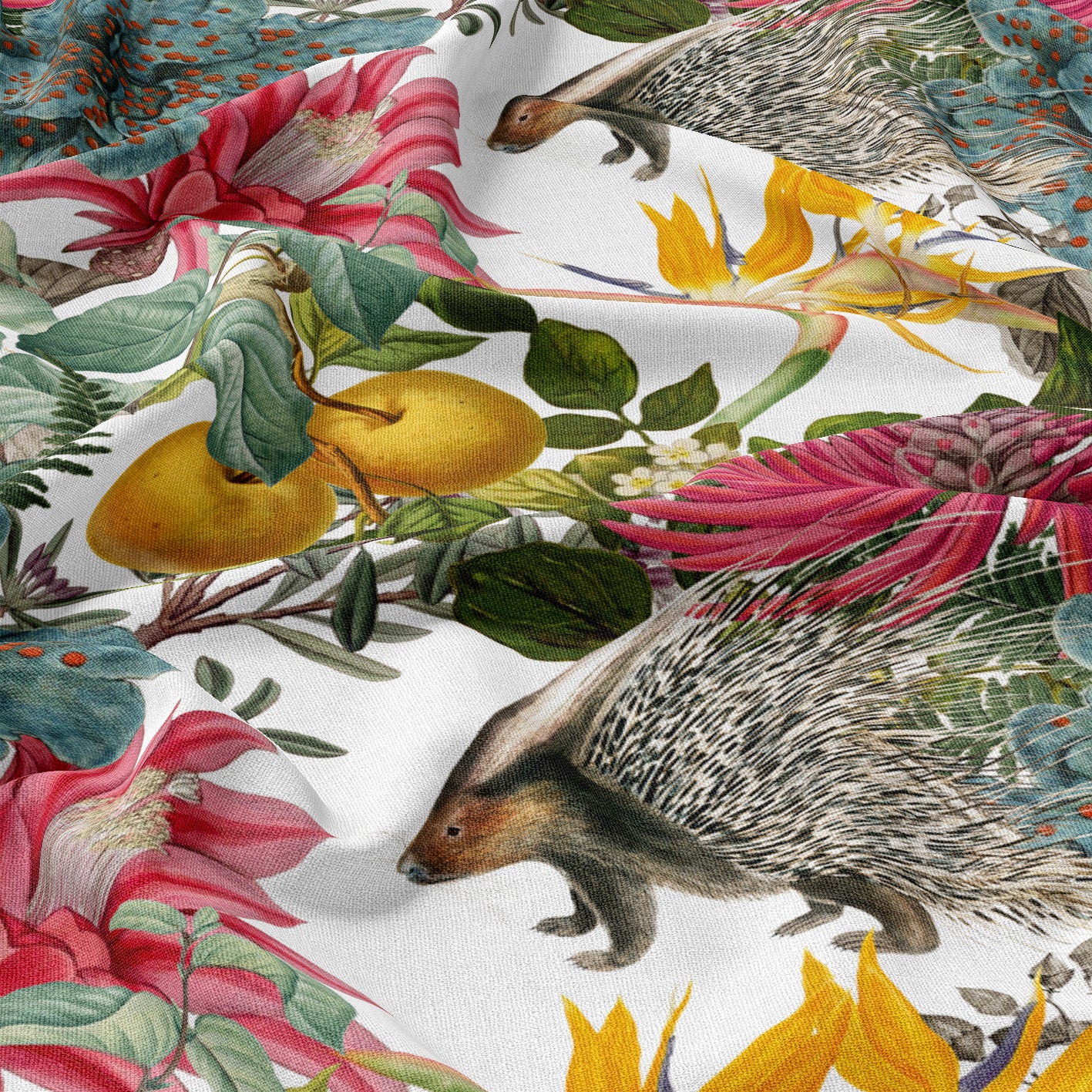 FABRIC BY THE METRE ~ Porcupine Paradise in White