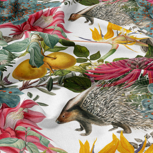 FABRIC BY THE METRE ~ Porcupine Paradise in White