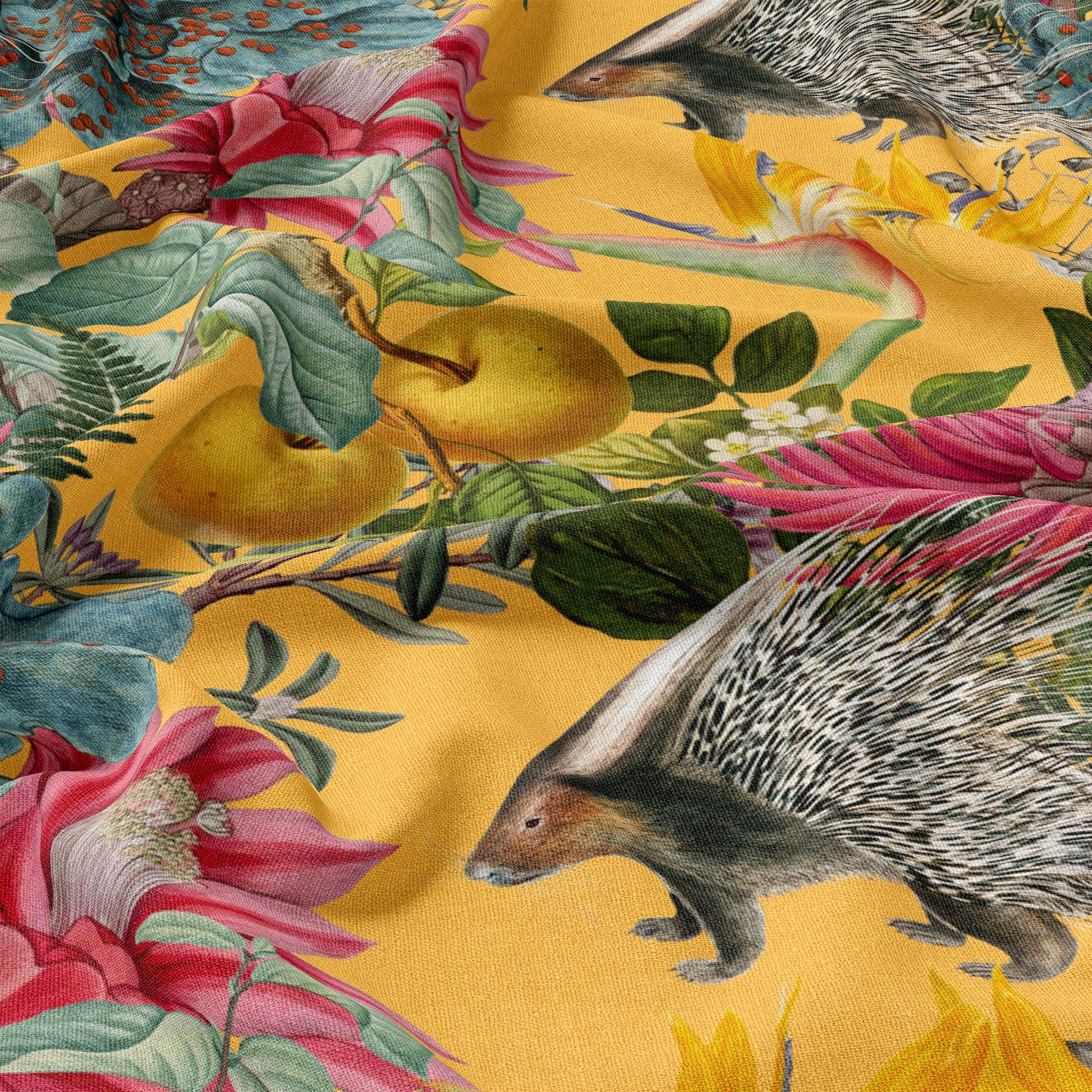 FABRIC BY THE METRE ~ Porcupine Paradise in Yellow