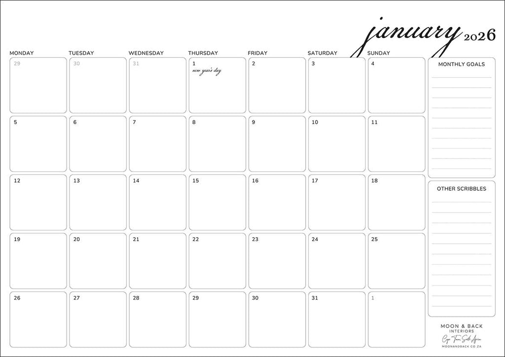 2026 A3 DESK Calendar (unmagnetised)