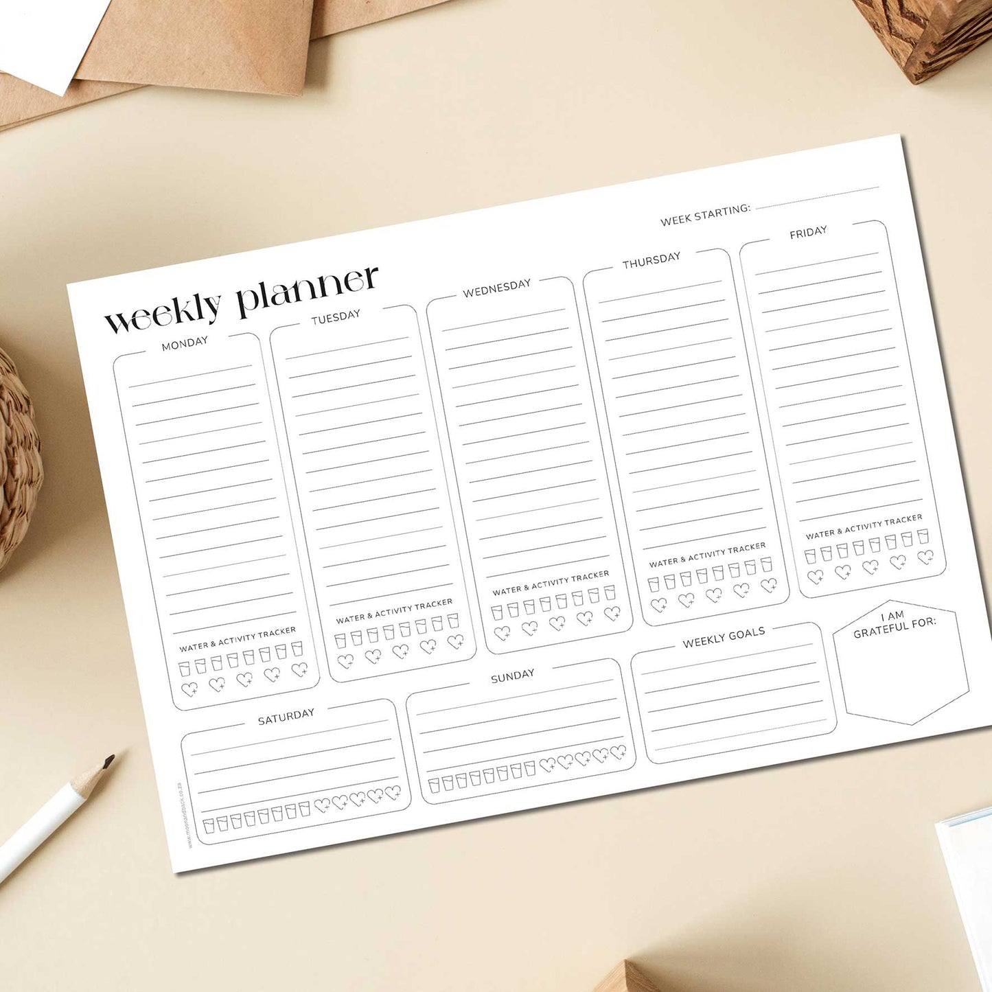 A4 Weekly Planner