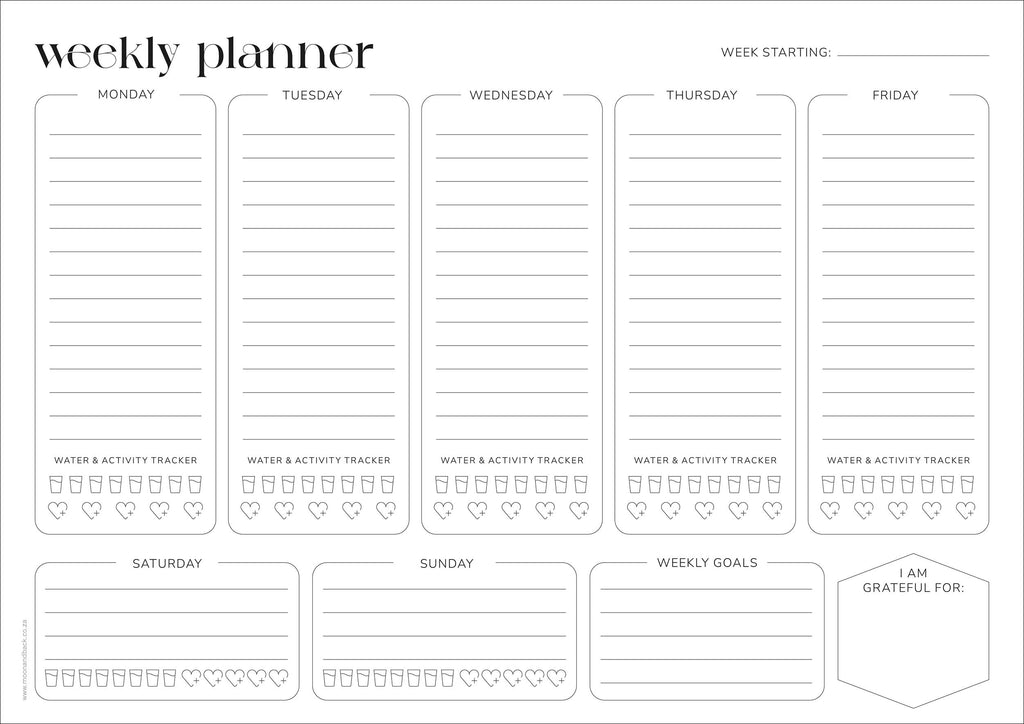 A4 WEEKLY Planner