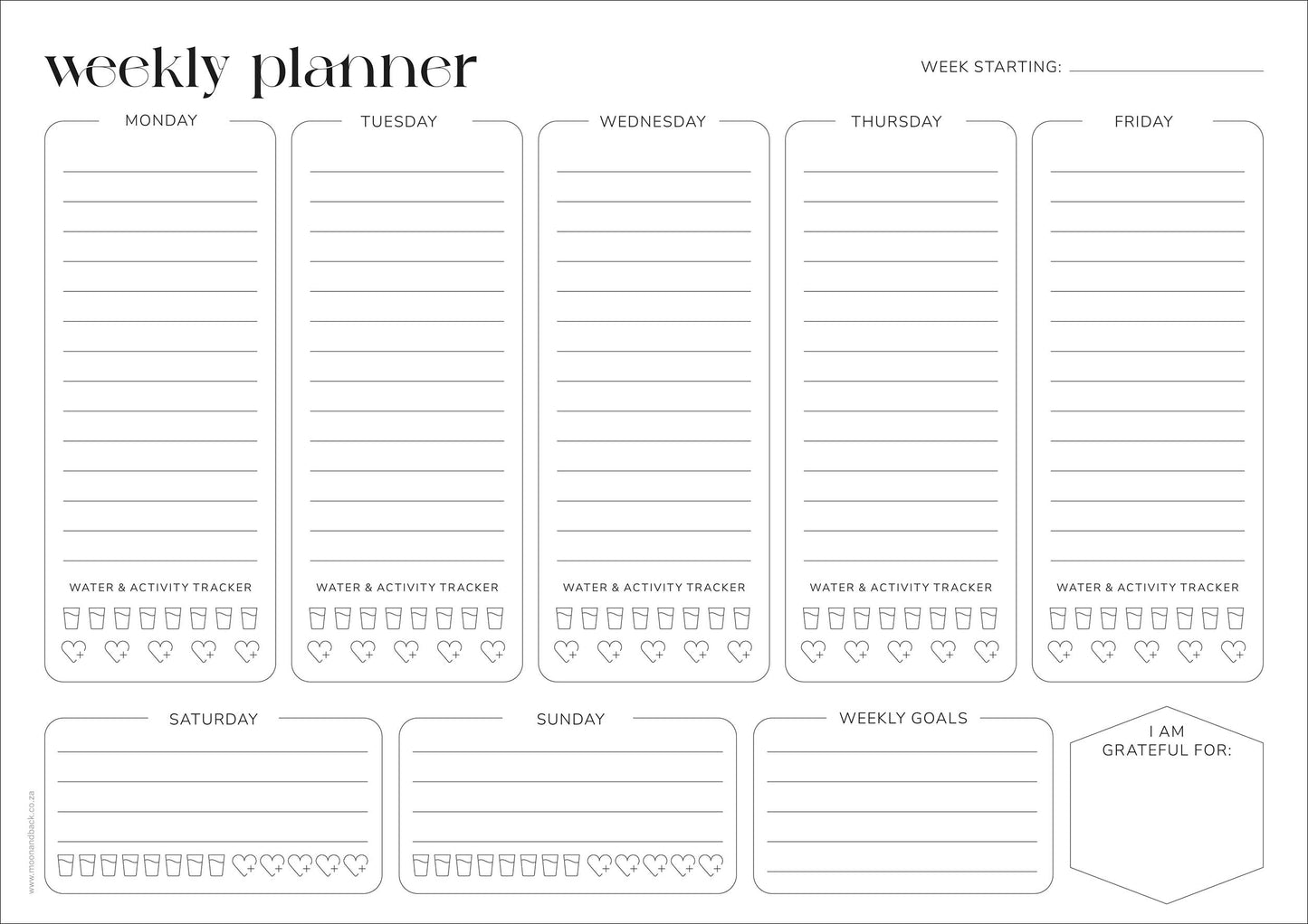 A4 Weekly Planner