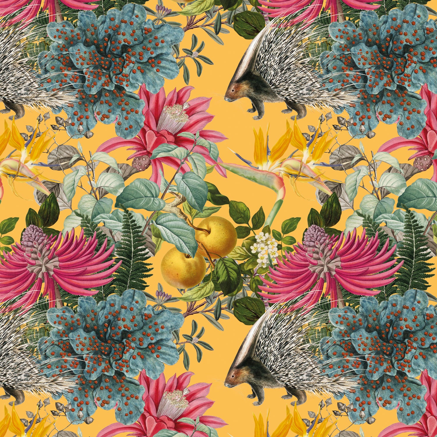 FABRIC BY THE METRE ~ Porcupine Paradise in Yellow