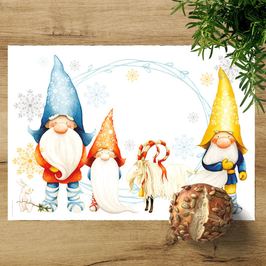 REUSABLE CHRISTMAS PLACEMATS [4] ~ Tomte & Friends