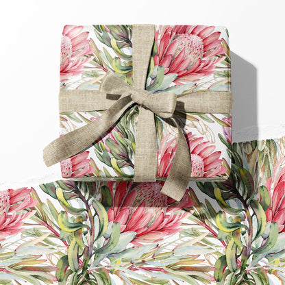 WRAPPING PAPER ~ King Protea White [5 sheets]