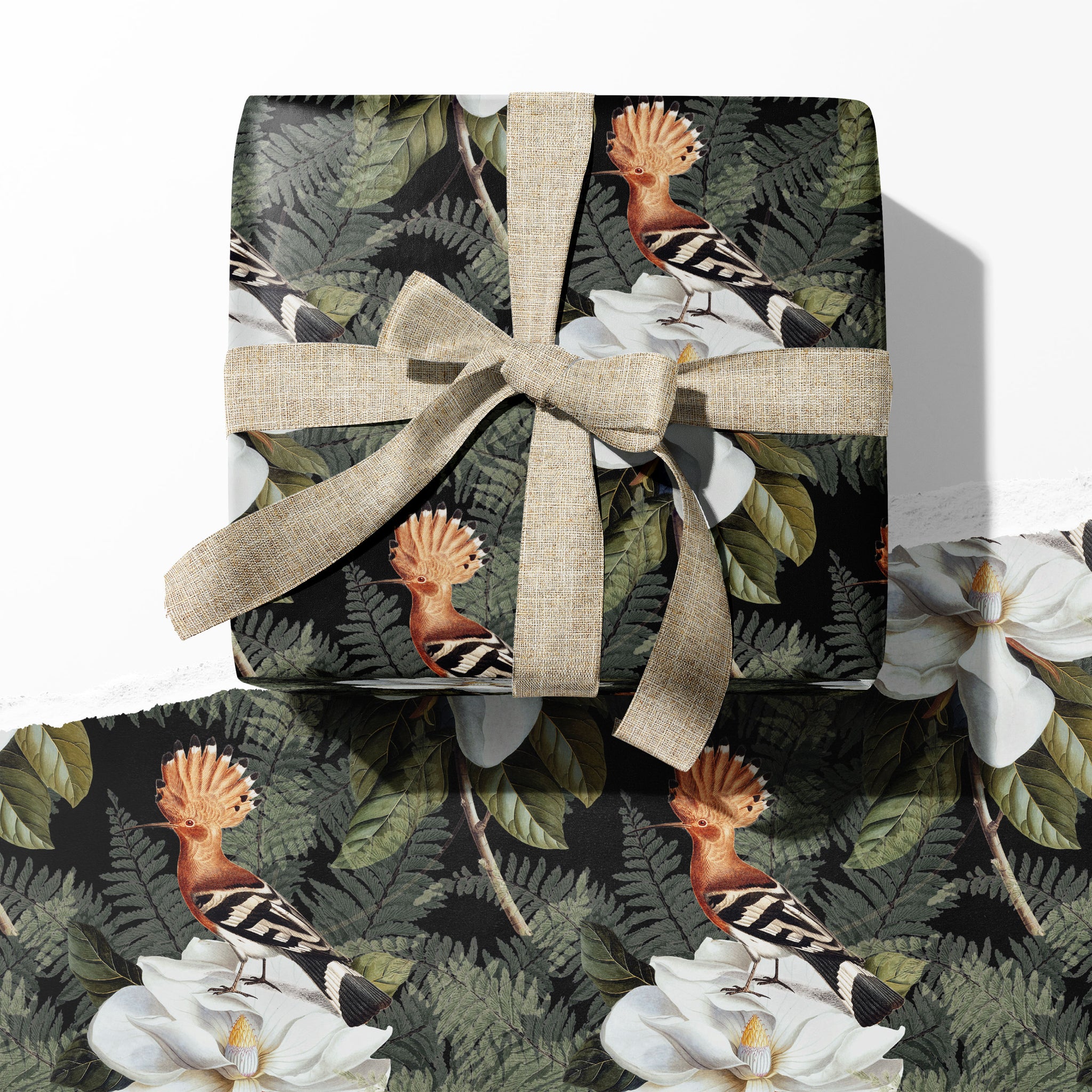 5 Rolls Black Flower Wrapping Paper